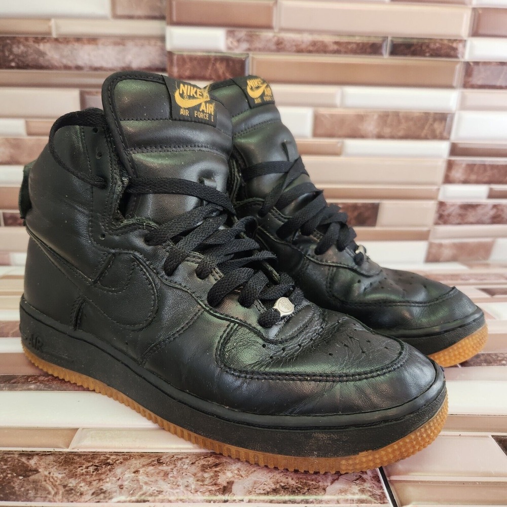 Nike Shoes Air Force 1 Youth 7 High Top Black Leather Vintage 2000